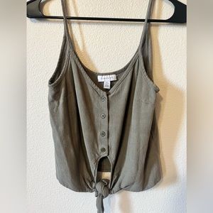 Topshop Tie Hem Button Down Front Cami Tank Top